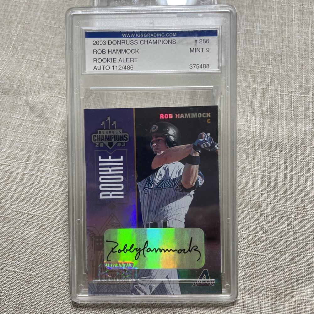 2003 Donruss Champions Rob Hammock Rookie Auto #286 /486 Graded Mint 9